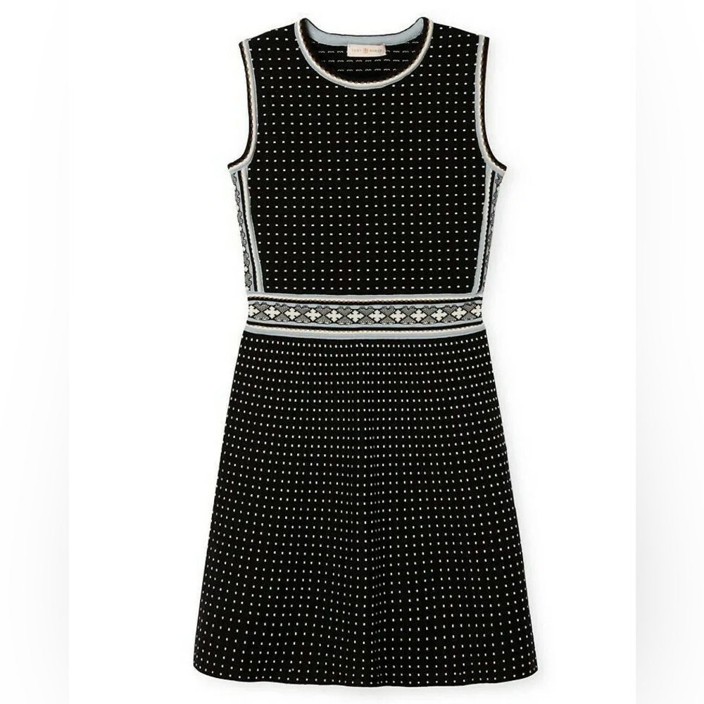 Tory Burch NWT Navy Mini Geo knit dress Sz SM new - Picture 2 of 16